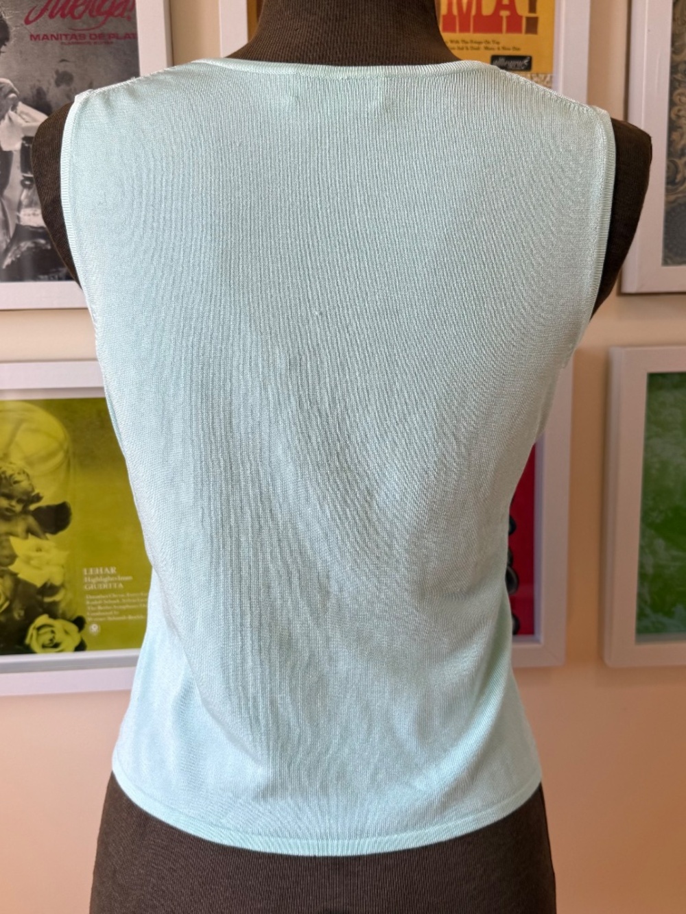 PASTEL MINT EMBROIDERED BEADED TANK – COQUETTE VINTAGE FAIRYCORE TOP - Picture 2 of 8